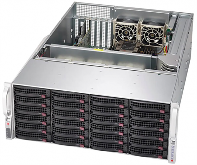 Supermicro SuperStorage 4U Server 640P-E1CR24L noCPU(2)3rd Gen Xeon Scalable/TDP 120-270W/no DIMM(16)/ 3808HBA HDD(24)LFF+ opt. 2SFF/ 2x10Gbe/ 4xLP/ 2x1200W