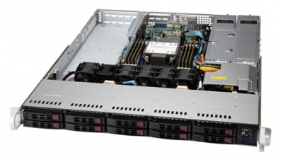 Supermicro SuperServer 1U 110P-WTR no CPU(1)3rd Gen Xeon Scalable/TDP 270W/ no DIMM(8)/SATARAID HDD(10)SFF/2x10GbE/2xFHHL,1xLP,M2/750W