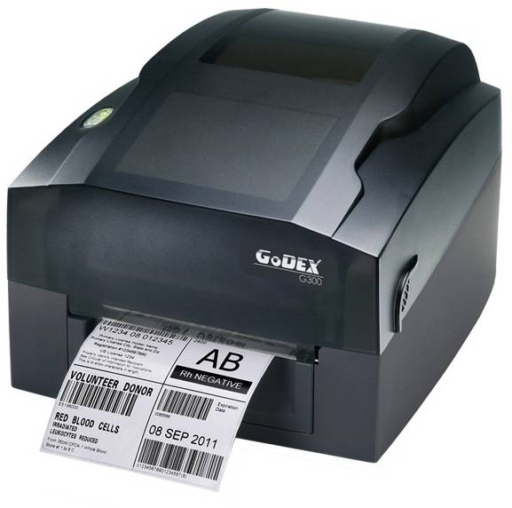 Принтер этикеток Godex TT G300UES, 203 dpi, 4 ips, 0.5 core ribbon, USB+RS232+Ethernet